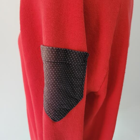 Jerzees Size L Vintage Duck Red Button Up Sweatshirt Black White Polka Dot - Picture 5 of 10